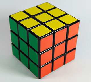 cube puzzle game that people play for entertainment and brain exercise