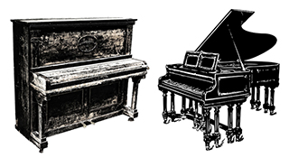 upright and grand pianos